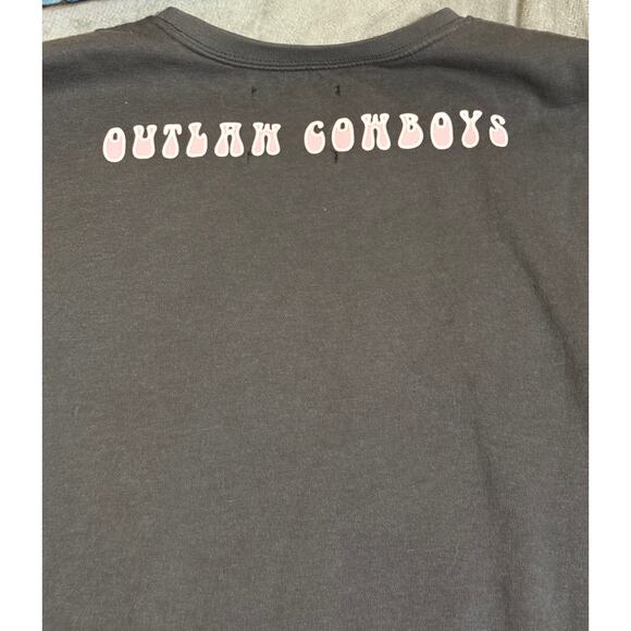 LOVE FOR HUMANITY Medium Women Crew Neck Charcoal Gray Outlaw Cowboy Sweatshirt - Picture 5 of 9